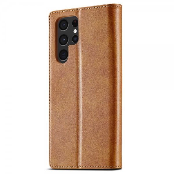 Lc.Imeeke Samsung Galaxy S25 Ultra Fodral med Kortfack Stativfunktion Ljusbrun