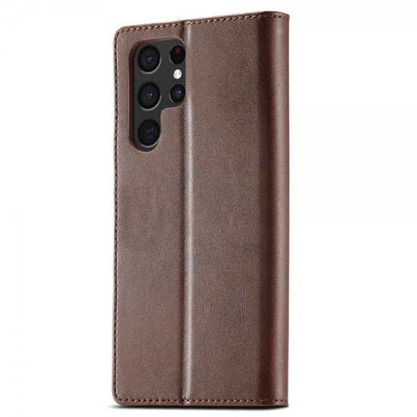 Lc.Imeeke Samsung Galaxy S25 Ultra Fodral med Kortfack Stativfunktion Mörkbrun