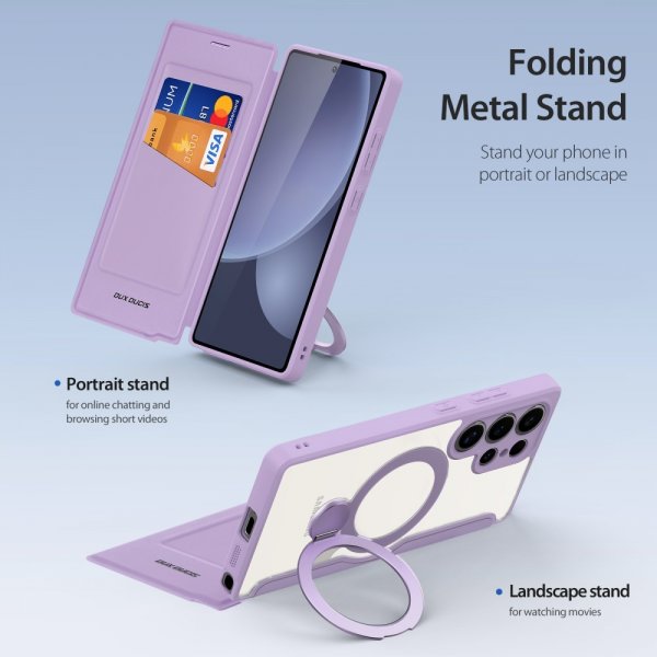 Dux Ducis Samsung Galaxy S25 Ultra Fodral Skin X Pro Series Kickstand MagSafe Lila