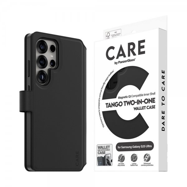 CARE by PanzerGlass Samsung Galaxy S25 Ultra Fodral Tango Two-in-One Wallet MagSafe Svart