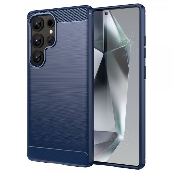 Samsung Galaxy S25 Ultra Skal Borstad Kolfibertextur Blå