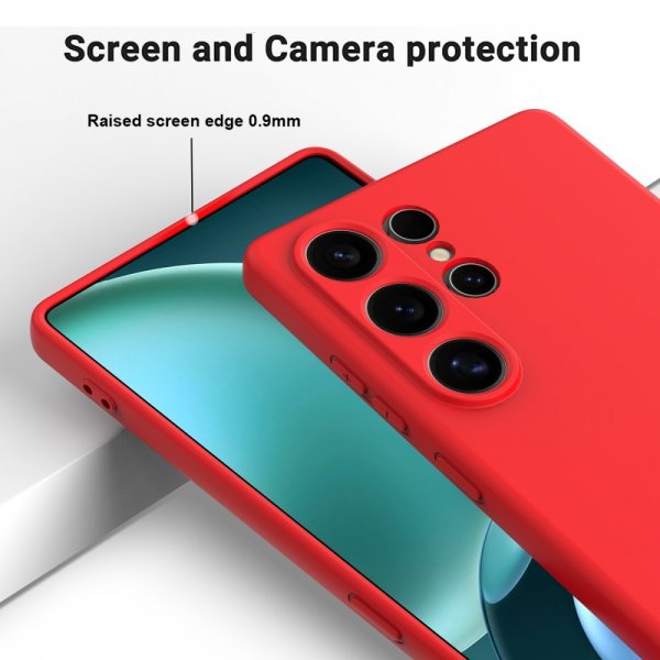 Samsung Galaxy S25 Ultra Skal med Strap Silikon Röd