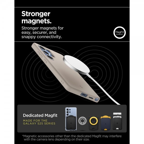 Spigen Samsung Galaxy S25 Ultra Skal Silicone Fit MagFit Natural Titanium