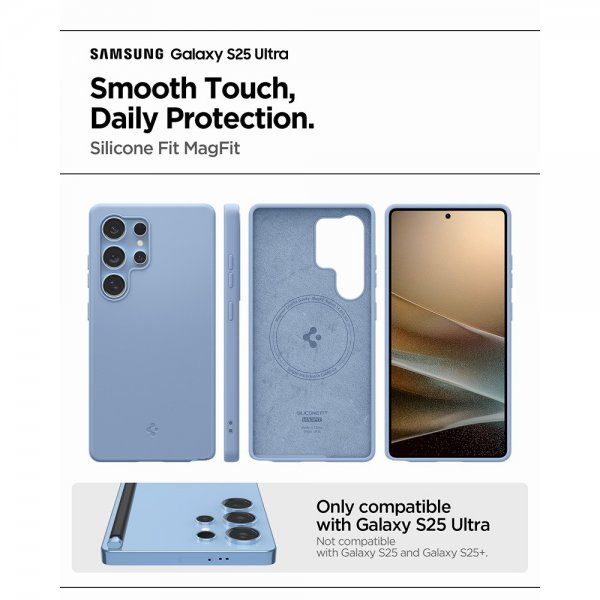 Spigen Samsung Galaxy S25 Ultra Skal Silicone Fit MagFit Sapphire Blue