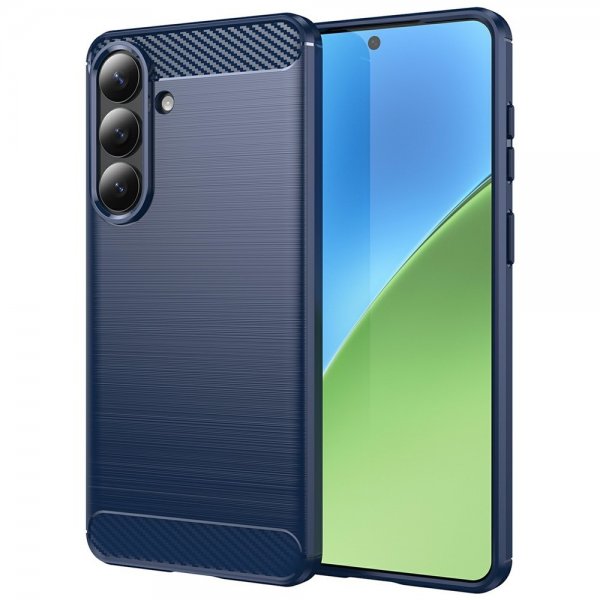 Samsung Galaxy S26 Plus Skal Borstad Kolfibertextur Blå