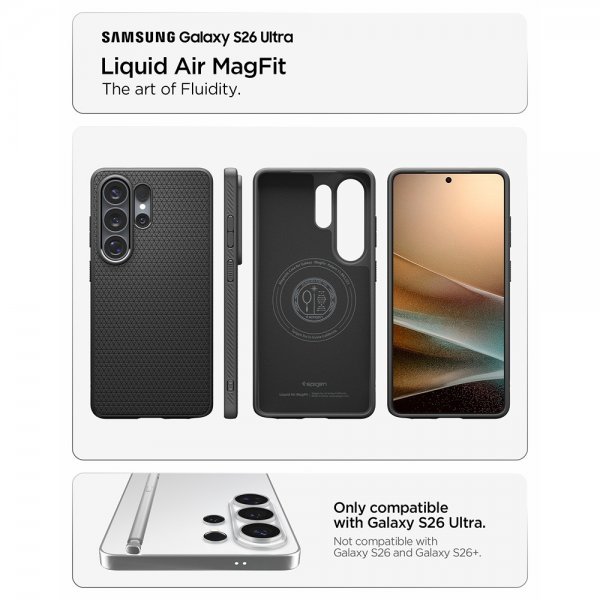 Spigen Samsung Galaxy S26 Ultra Skal Liquid Air MagFit Matte Black