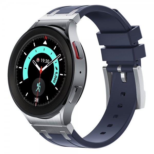 Samsung Galaxy Watch 20mm Armband i Silikon Silver Spänne Blå