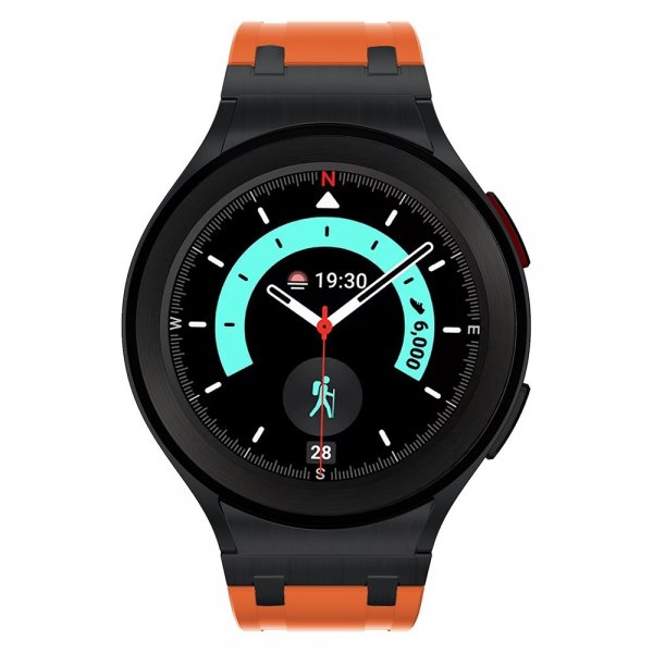 Samsung Galaxy Watch 20mm Armband i Silikon Svart Spänne Orange