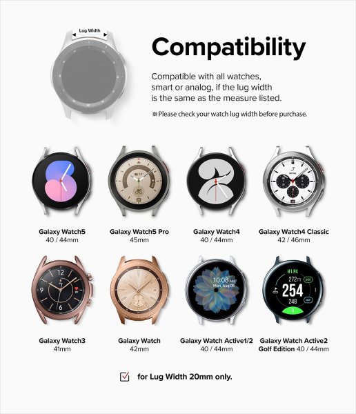 Ringke Samsung Galaxy Watch 20mm Armband Rubber One Bold Band Svart