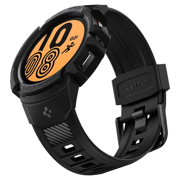 Spigen Samsung Galaxy Watch 4/5 44mm Skal och Armband Rugged Armor Pro Svart