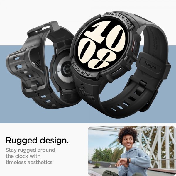Spigen Samsung Galaxy Watch 6 40mm Skal och Armband Rugged Armor Pro Svart