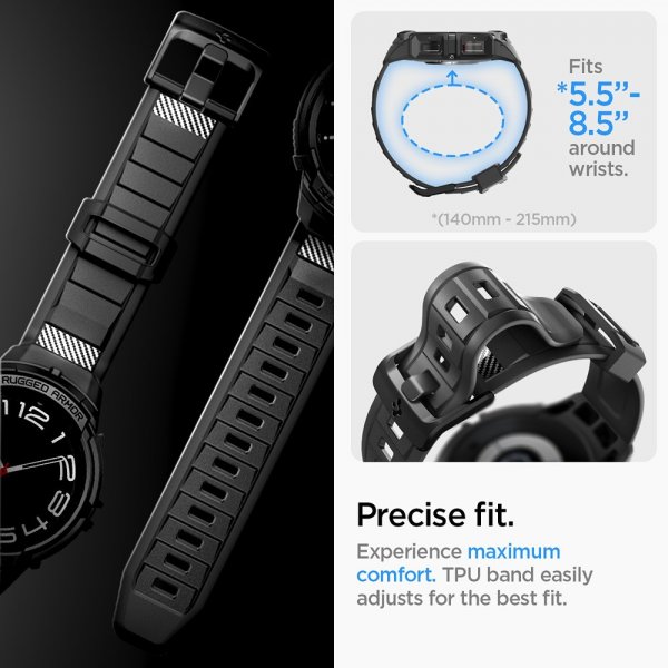 Spigen Samsung Galaxy Watch 6 Classic 47mm Skal och Armband Rugged Armor Pro Svart