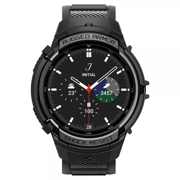 Spigen Samsung Galaxy Watch 6 Classic 47mm Skal och Armband Rugged Armor Pro Svart