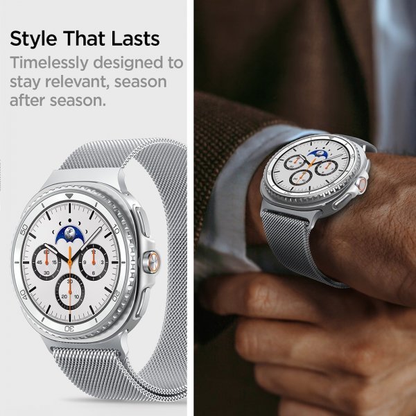 Spigen Samsung Galaxy Watch 8 40/44mm/Classic 46mm Armband Metal Fit Silver