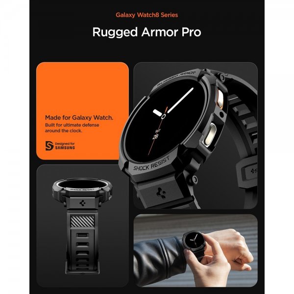 Spigen Samsung Galaxy Watch 8 40mm Armband och Skal Rugged Armor Pro Matte Black