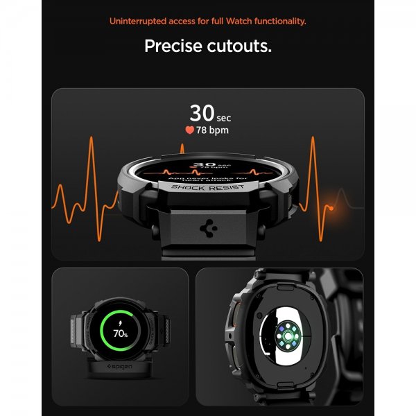 Spigen Samsung Galaxy Watch 8 44mm Armband och Skal Rugged Armor Pro Matte Black