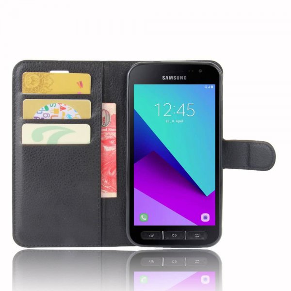 Samsung Galaxy Xcover 4/4S Fodral Litchi Svart