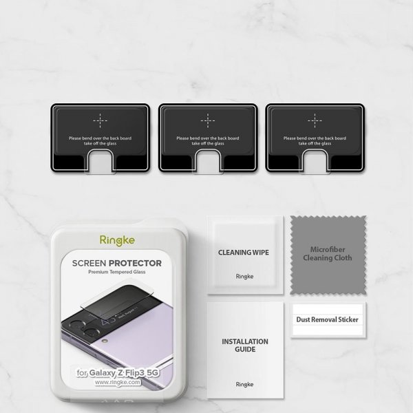 Ringke Samsung Galaxy Z Flip 3 Skärmskydd Cover Display Protector Glass 3-pack