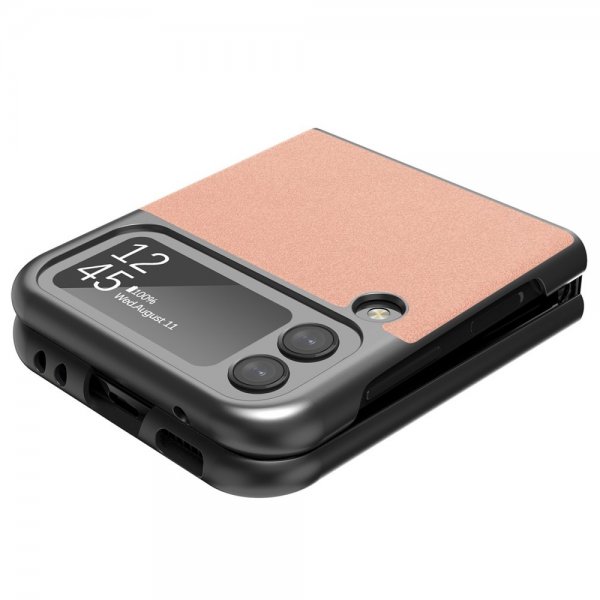 Lc.Imeeke Samsung Galaxy Z Flip 4 Skal Lädertextur Rosa