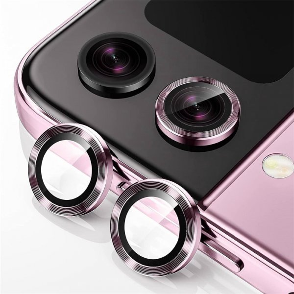 Enkay Samsung Galaxy Z Flip 5 Kameraskydd i Härdat Glas Aluminium Rosa