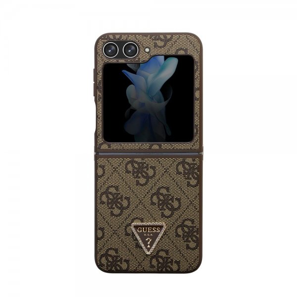 Guess Samsung Galaxy Z Flip 5 Skal 4G Metal Triangle Strass Brun