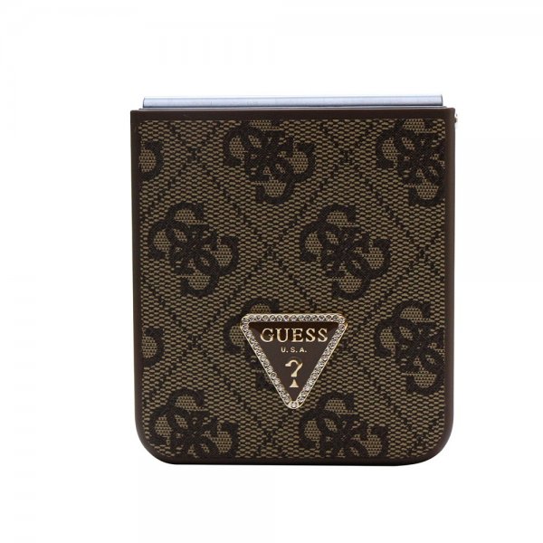 Guess Samsung Galaxy Z Flip 5 Skal 4G Metal Triangle Strass Brun