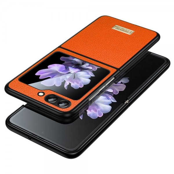 Sulada Samsung Galaxy Z Flip 6/Flip 7 FE Skal Litchitextur Orange