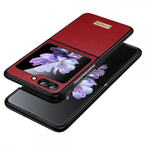 Sulada Samsung Galaxy Z Flip 6/Flip 7 FE Skal Litchitextur Röd