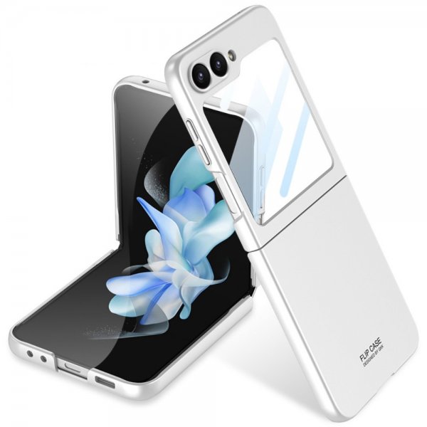 GKK Samsung Galaxy Z Flip 6/Flip 7 FE Skal med Glasskydd Silver