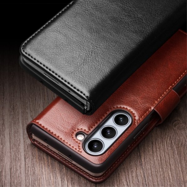 Qialino Samsung Galaxy Z Fold 5 Fodral Äkta Läder Svart