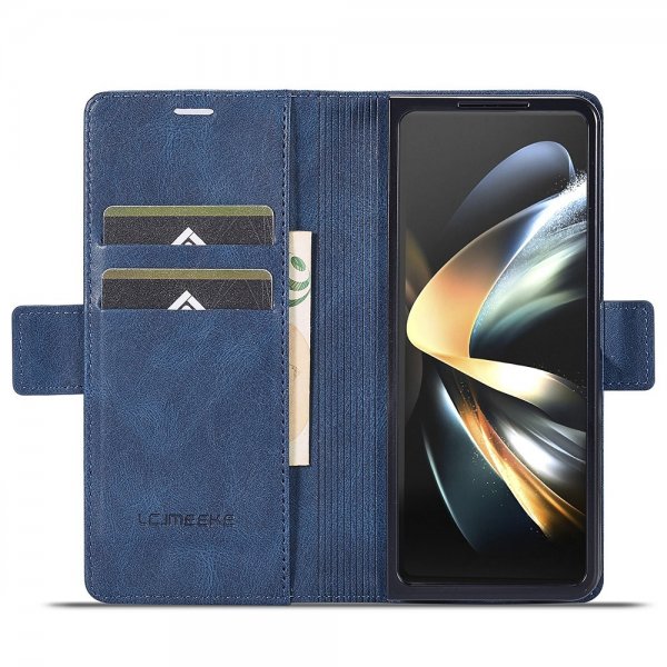Lc.Imeeke Samsung Galaxy Z Fold 5 Fodral med Kortfack Flip Blå