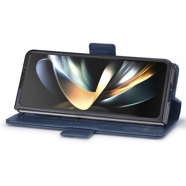 Lc.Imeeke Samsung Galaxy Z Fold 5 Fodral med Kortfack Flip Blå