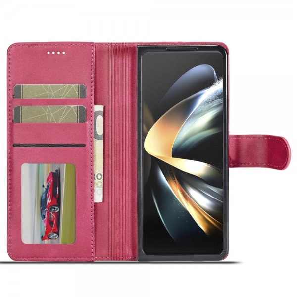 Lc.Imeeke Samsung Galaxy Z Fold 5 Fodral med Kortfack Magenta