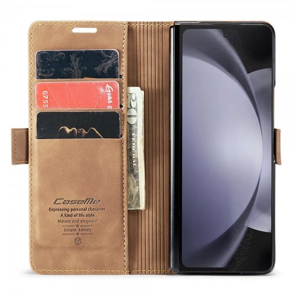 CaseMe Samsung Galaxy Z Fold 5 Fodral Retro Flip Brun