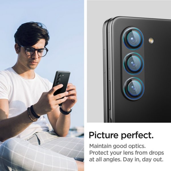 Spigen Samsung Galaxy Z Fold 5 Kameraskydd GLAS.tR EZ Fit Optik Pro 2-pack Svart