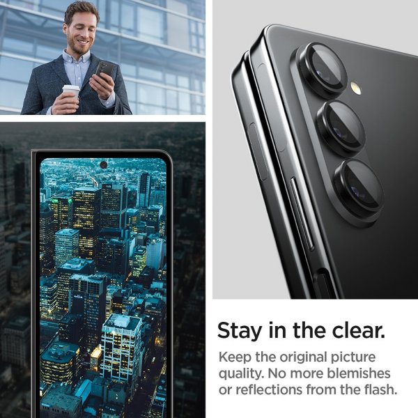 Spigen Samsung Galaxy Z Fold 5 Kameraskydd GLAS.tR EZ Fit Optik Pro 2-pack Svart