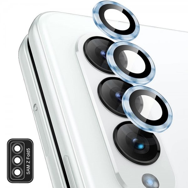 Enkay Samsung Galaxy Z Fold 5 Kameraskydd i Härdat Glas Aluminium Blå