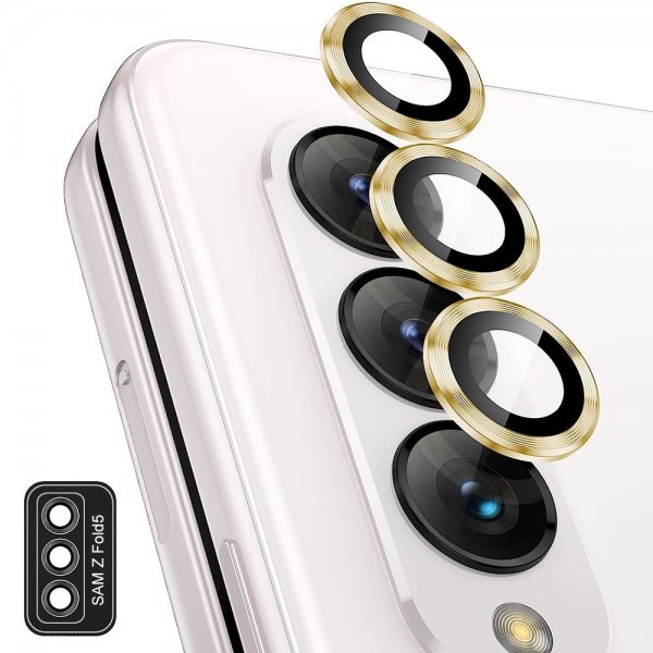 Enkay Samsung Galaxy Z Fold 5 Kameraskydd i Härdat Glas Aluminium Guld
