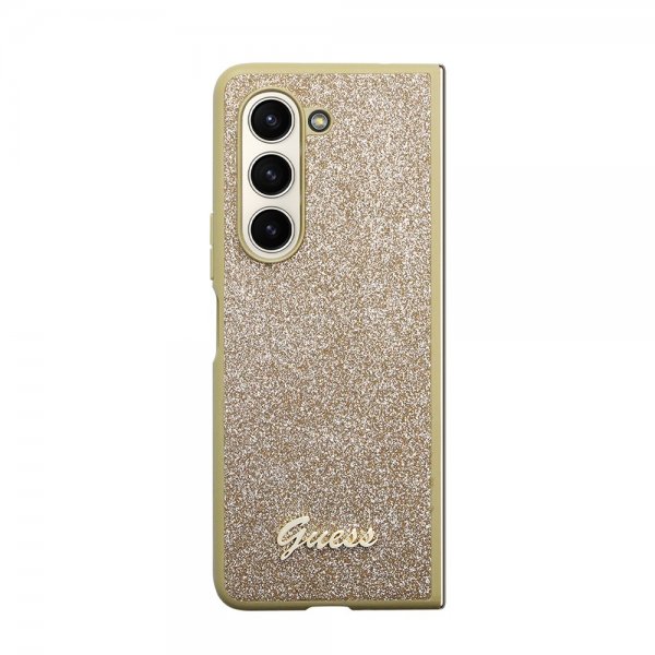 Guess Samsung Galaxy Z Fold 5 Skal Glitter Flakes Metal Logo Guld