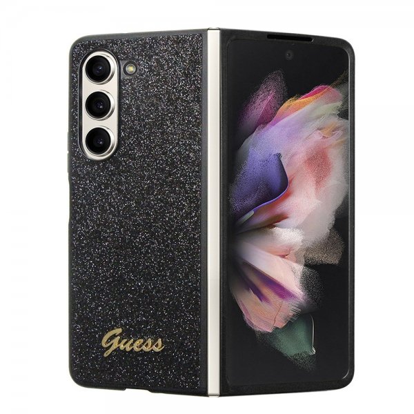 Guess Samsung Galaxy Z Fold 5 Skal Glitter Flakes Metal Logo Svart