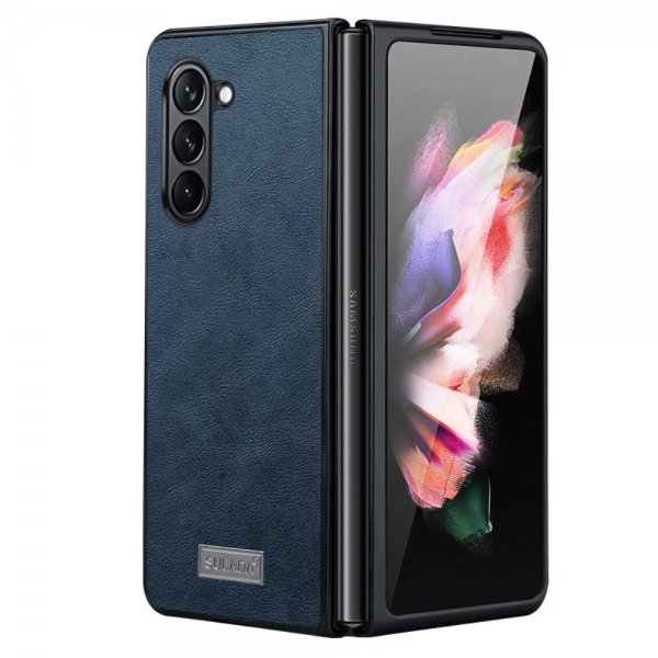 Sulada Samsung Galaxy Z Fold 5 Skal Lädertextur Blå