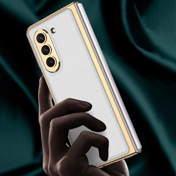 GKK Samsung Galaxy Z Fold 5 Skal Pläterad Kant Krosstextur Svart