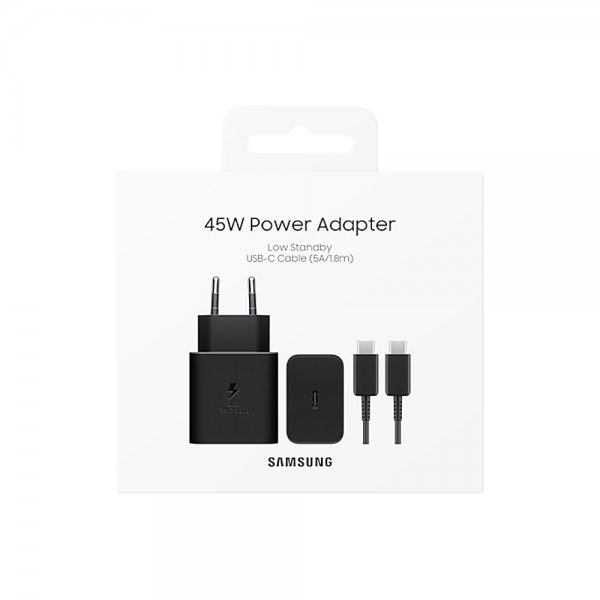Samsung Original Laddare med Kabel 45W Power Adapter Svart