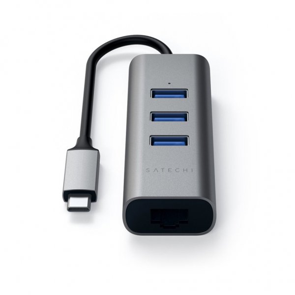 Satechi Type-C 2-in-1 USB Hub Ethernet Silver