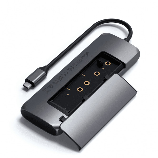 Satechi USB-C HYBRID med inbyggd möjlighet till SSD-lagring Grå