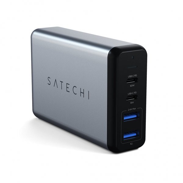 Satechi 75W PD reseladdare med dubbla USB-C och USB-A uttag Grå