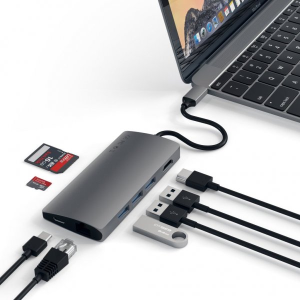 Satechi USB-C Multi-Port Adapter 4K Gigabit Ethernet V2 Space Gray