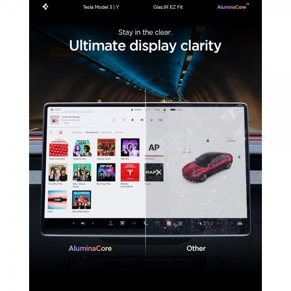 Spigen Skärmskydd GLAS.tR EZ Fit Tesla Model Y (2025/2026)/Model 3 (2024/2025/2026)