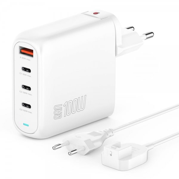 4smarts Skrivbordsladdare GaN Flex Pro 100W 3 USB-C+1 USB-A