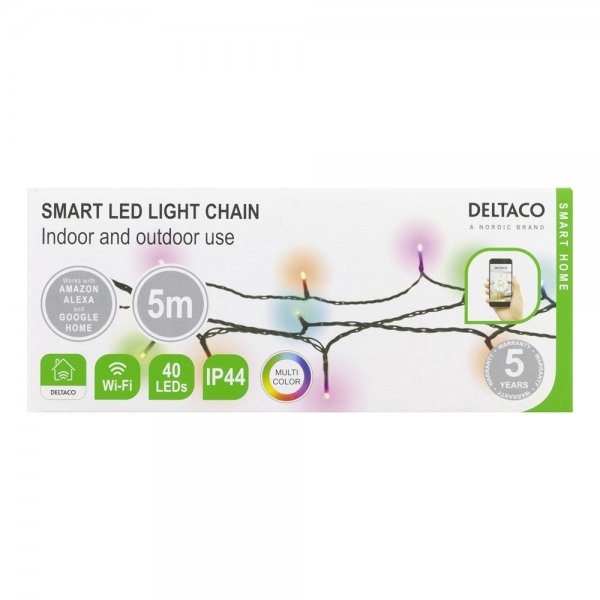 Deltaco Smart Home LED Light Chain 5m IP44 RGB